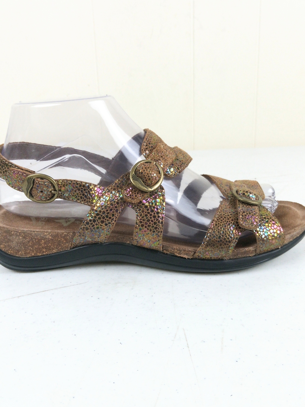 Dansko Jameson Strappy Sandals 38 US 7.5/8 Brown Iridescent Leather Slingback